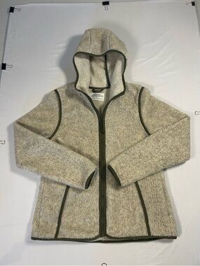 REI Cooperative Womens Ivory M Jacket Long Sleeve Full Zip Hooded Casual Fleece